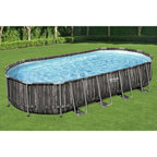 5611UE 24 Foot x 12 Foot x 48 Inches Power Steel Frame Above Ground Swimming Pool Set with Filter Pump, Ladder, Cover,