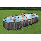 5611UE 24 Foot x 12 Foot x 48 Inches Power Steel Frame Above Ground Swimming Pool Set with Filter Pump, Ladder, Cover,