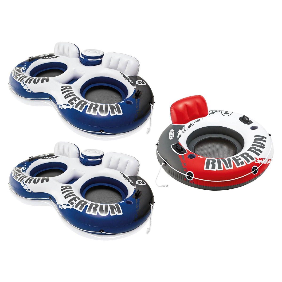 River Run 2 Inflatable 2 Person River Float (2 Pack) + River Run 1 Tube