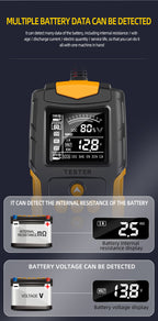 12V/24V Automotive Battery & Alternator Tester - Digital Analyzer for Cran& Charging Systems - Test Ran3Ah - 200Ah