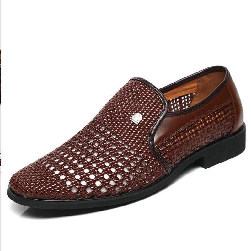 Summer Breathable Middle-Aged Cut-Outs Slip On Shoes
