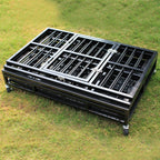 WALCUT Heavy Duty Dog CaRolling Metal Pet Crate Folding Kennel with Double Door Playpen Wheels &amp; Tray