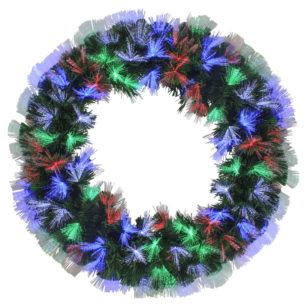 24" Multi-Function Coloring Changing Fiber Optic Artificial Pine Christmas Wreath