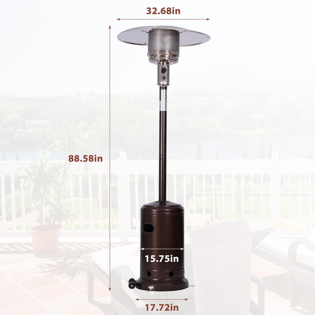 Outdoor Patio Gas Heater,Portable Heater,88 Inches Tall Premium Standing Patio Heater,With Auto Shut Off And Simple Ignition System,Wheels And Base Reservoir
