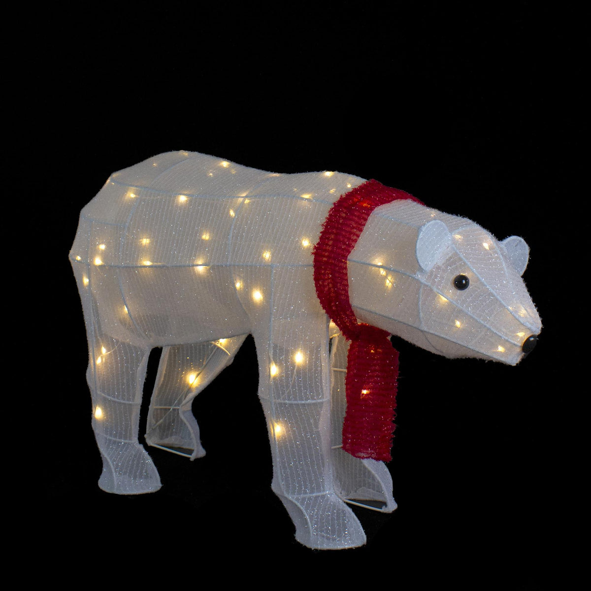 32" LED Lighted Tinsel Polar Bear Outdoor Christmas Decoration
