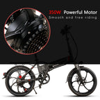 20 Inch Folding Electric Bike Power Assist Electric Bicycle E-Bike Scooter 350W Motor Conjoined Rim