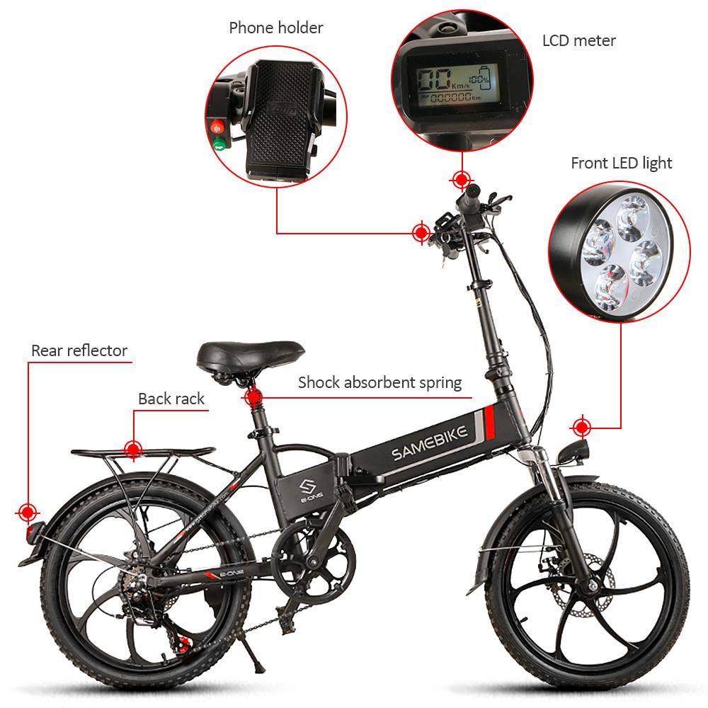 20 Inch Folding Electric Bike Power Assist Electric Bicycle E-Bike Scooter 350W Motor Conjoined Rim
