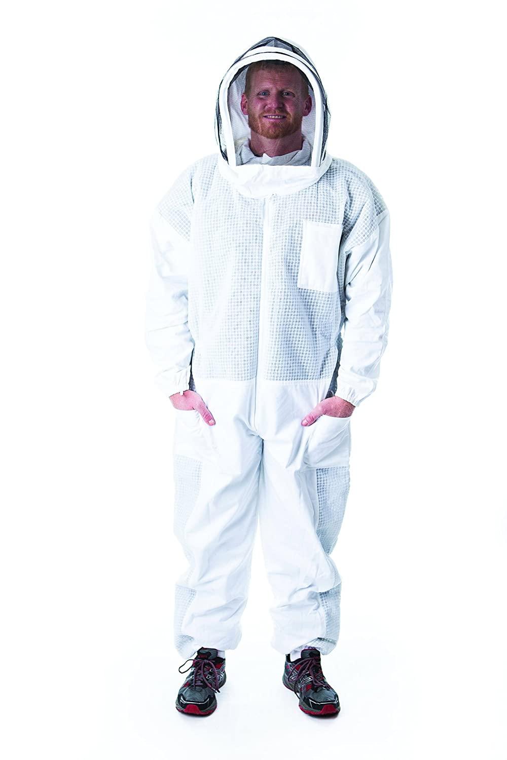 semi-ventilated beekeeper suit with fencing hood for beekeeping (3x)