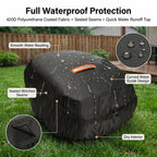 Robot Lawn Mower Cover Waterproof, 420D Outdoor Robotic Mower Cover, Black | 420D waterproof fabric, backyard robotic mower storafor rain snow dust sun, webbing strap,  buckle, elastic hem, vent