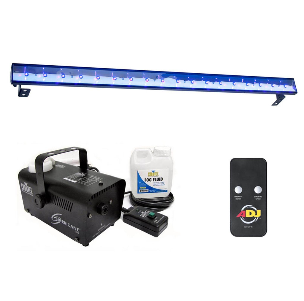 American DJ Eco UV Bar Plus IR Ultraviolet LED Black Light + Chauvet Fog Machine