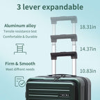 20 Inch Carrry On Luggage with Front Zipper Pocket &amp; Expandable, 37-41L, Lightweight ABS+PC Hardshell Suitcase with TSA Lock &amp; Spinner Silent Wheels, Convenient for Trips, Dark Green