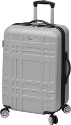 Hardside Spinner Luggage, Silver, Checked-Medium 24-Inch