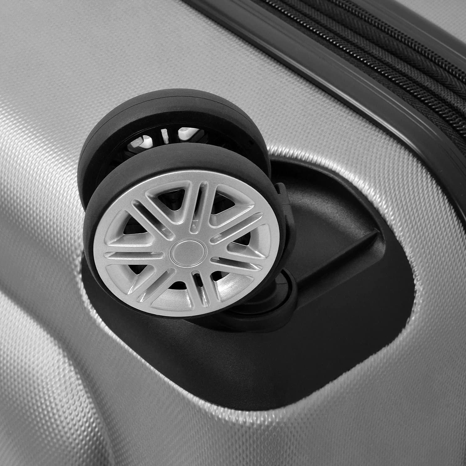 Hardside Spinner Luggage, Silver, Checked-Medium 24-Inch