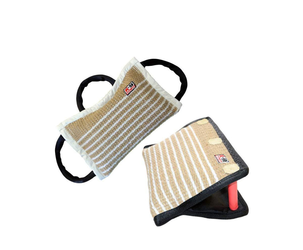 Bundle of 1-3 Handle Jute Bite Pillow Firm &amp; 1-3 Handle Jute Bite ing Wed- Redline K9