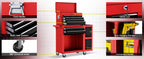 8-Drawer Rolling Tool Chest, Assembled Metal Tool StoraCabinet with Wheels, LocSliding Drawers & Detachable Top Box, for GaraWorkshop Repair Room Warehouse, Red