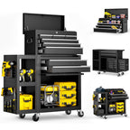 8-Drawer Rolling Tool Chest,3-in-1 Tool Box on Wheels with Lockable Steel Garage, Detachable Top Toolbox & Bottom StoraCart with Additional Cabinet for Repair Room,Warehouse, 2026 Black