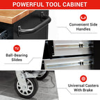 72-inch Tool Chest Cabinet Rolling GaraWorkbench with 15 StoraDrawers and Wheels, 3 Upper Cabinet, Pegboard, Steel LarTool Box,Matte Black