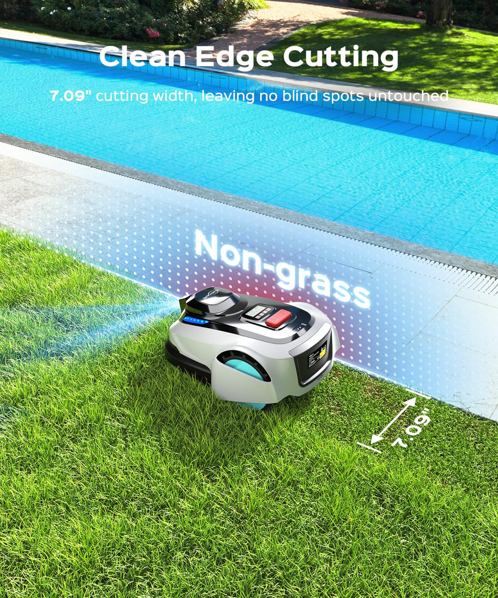 N1600 PRO Wireless Robot Lawn Mower, RTK+Vision Navigation, 0.4 Acre Coverage, APP Smart Control, Multi-Zone Mowing, Ordered Cutting Path, Smart Robot Lawn Mower for Yards