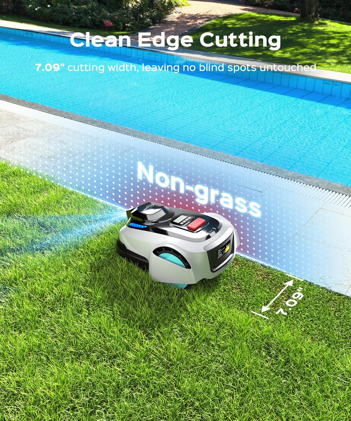 N1600 PRO Wireless Robot Lawn Mower, RTK+Vision Navigation, 0.4 Acre Coverage, APP Smart Control, Multi-Zone Mowing, Ordered Cutting Path, Smart Robot Lawn Mower for Yards