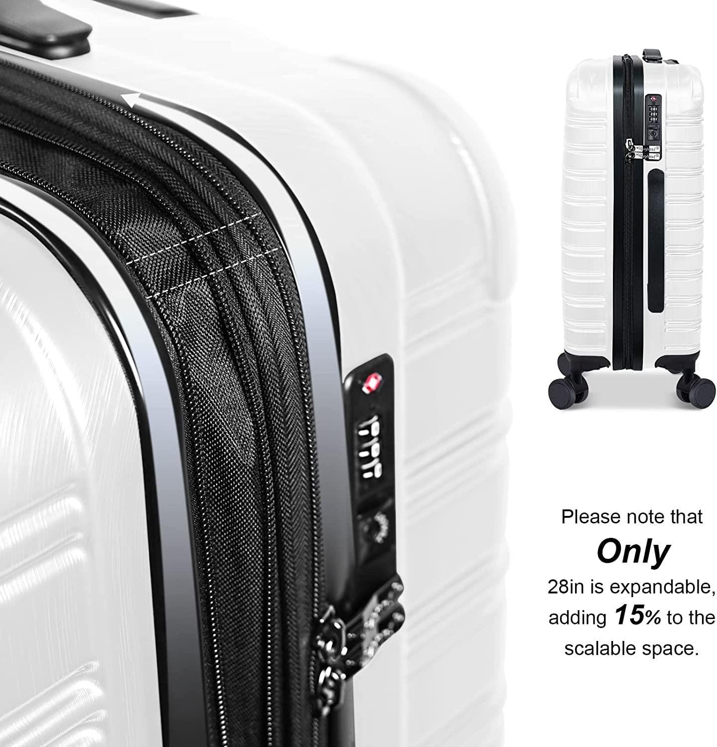 Luggage Suitcase PC+ABS Hardshell Carry On Luggage with Spinner Wheels