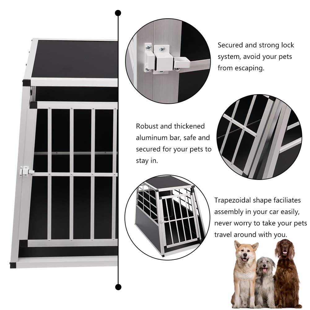 WarmieHomy Heavy Duty Dog Carrier Alumium Dog Cat Crate Lockable Car Travel Transport Box Pet Kennel, 21.26" L x 27.17" W x 19.69" H