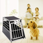 WarmieHomy Heavy Duty Dog Carrier Alumium Dog Cat Crate Lockable Car Travel Transport Box Pet Kennel, 21.26" L x 27.17" W x 19.69" H
