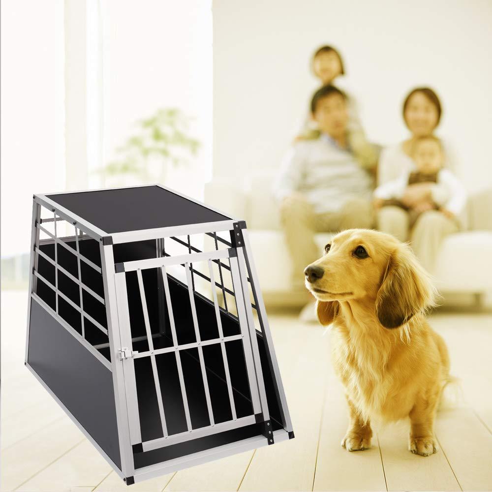 WarmieHomy Heavy Duty Dog Carrier Alumium Dog Cat Crate Lockable Car Travel Transport Box Pet Kennel, 21.26" L x 27.17" W x 19.69" H