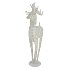 36" White and Silver Glitter LED Lighted Reindeer Christmas Tabletop Decor