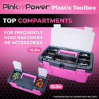 Pink Tool Box for Women - Sewing, Art & Craft Organizer Small & LarPlastic Tool Box with Handle - Pink Toolbox Sewing Tool StoraBox - Portable Mini LocTool Boxes (2 Pack)