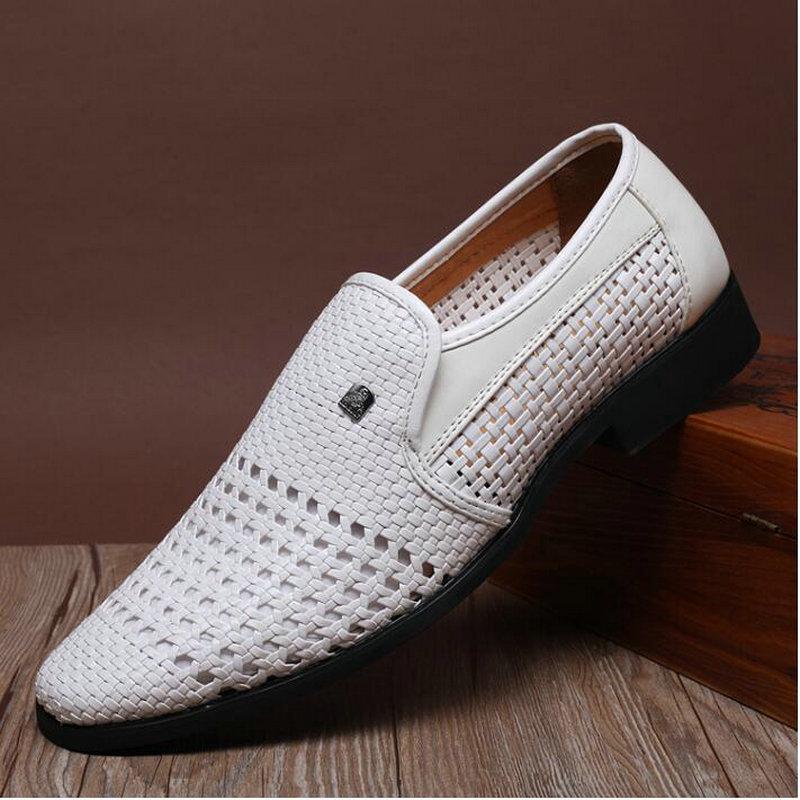 Summer Breathable Middle-Aged Cut-Outs Slip On Shoes