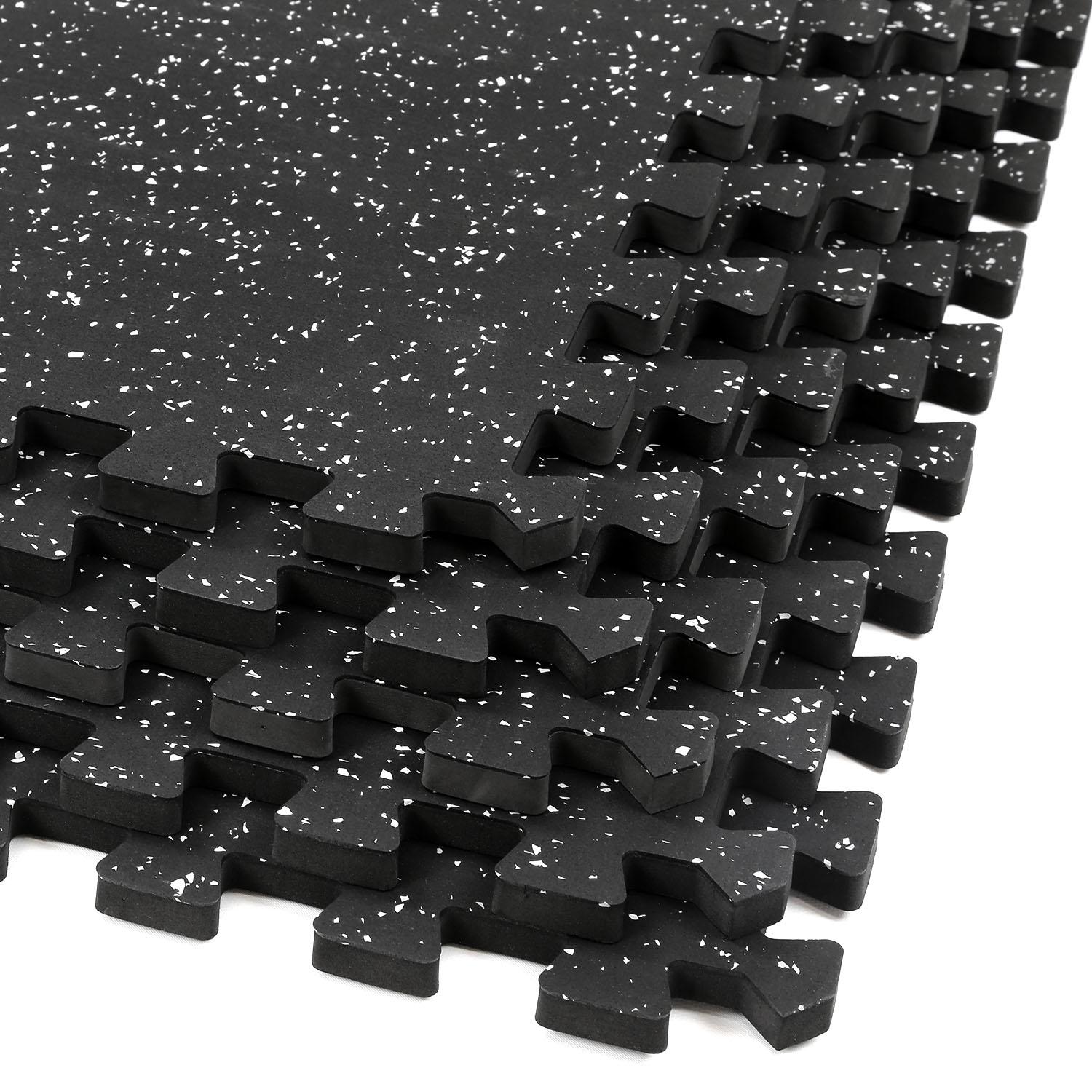 Xspec  1/2" Thick 48 sq ft Rubber Top EVA Foam Exercise Gym Mat 12 Pcs, Grey