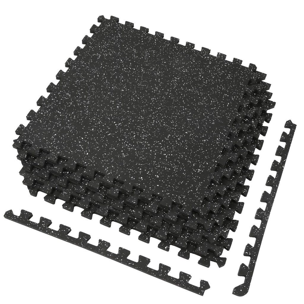 Xspec  1/2" Thick 48 sq ft Rubber Top EVA Foam Exercise Gym Mat 12 Pcs, Grey