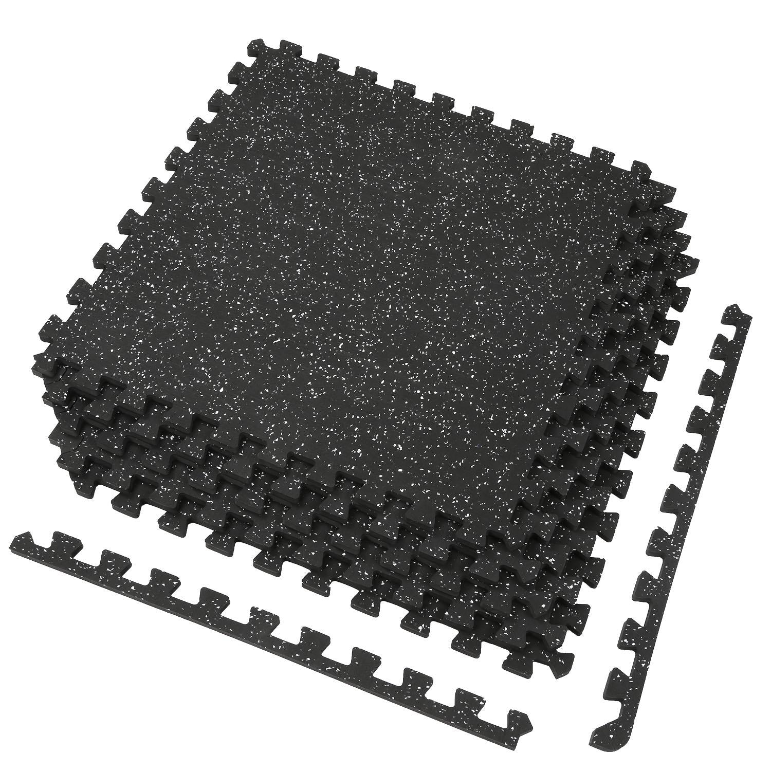 Xspec  1/2" Thick 48 sq ft Rubber Top EVA Foam Exercise Gym Mat 12 Pcs, Grey