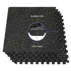 Xspec  1/2" Thick 48 sq ft Rubber Top EVA Foam Exercise Gym Mat 12 Pcs, Grey