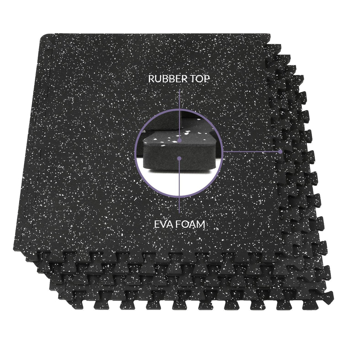 Xspec  1/2" Thick 48 sq ft Rubber Top EVA Foam Exercise Gym Mat 12 Pcs, Grey