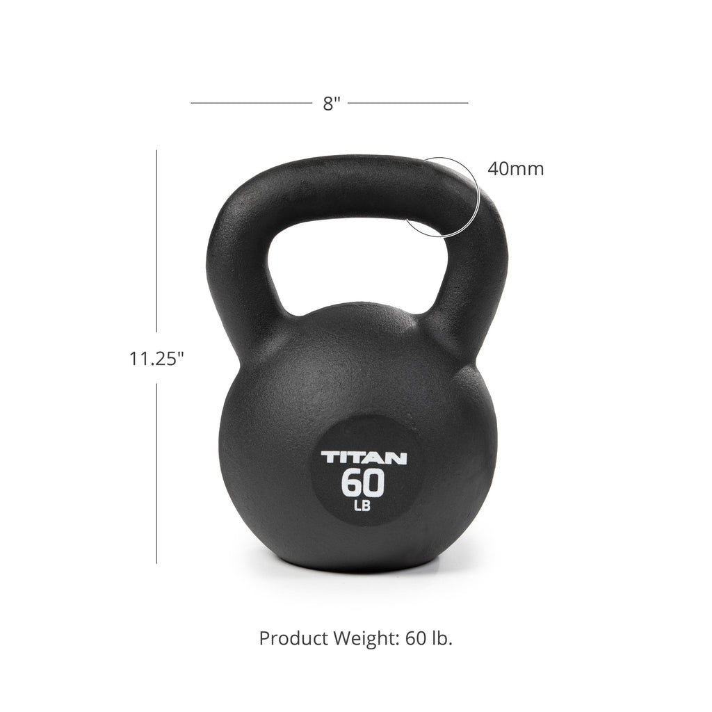 Fitness 60 LB Cast Iron Kettlebell, Single Piece Casting, LB Markings, Full Body Workout