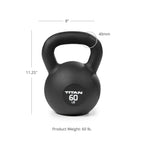 Fitness 60 LB Cast Iron Kettlebell, Single Piece Casting, LB Markings, Full Body Workout