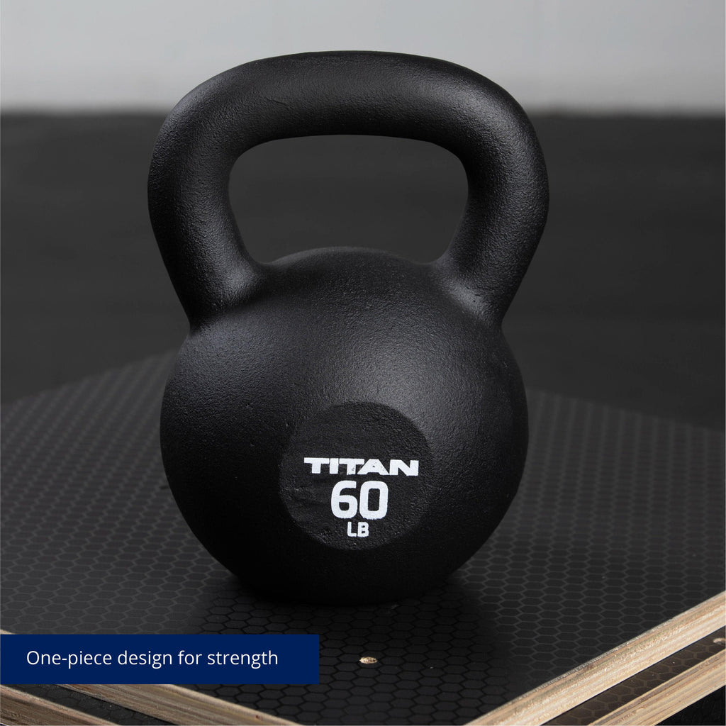 Fitness 60 LB Cast Iron Kettlebell, Single Piece Casting, LB Markings, Full Body Workout