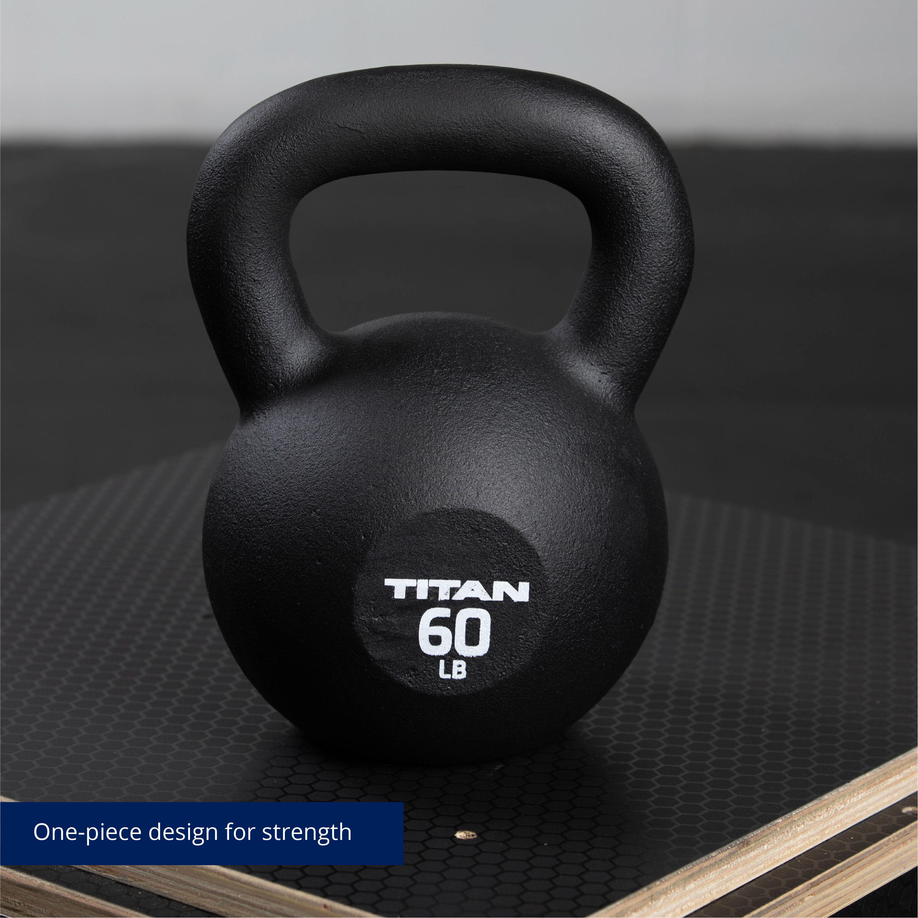 Fitness 60 LB Cast Iron Kettlebell, Single Piece Casting, LB Markings, Full Body Workout