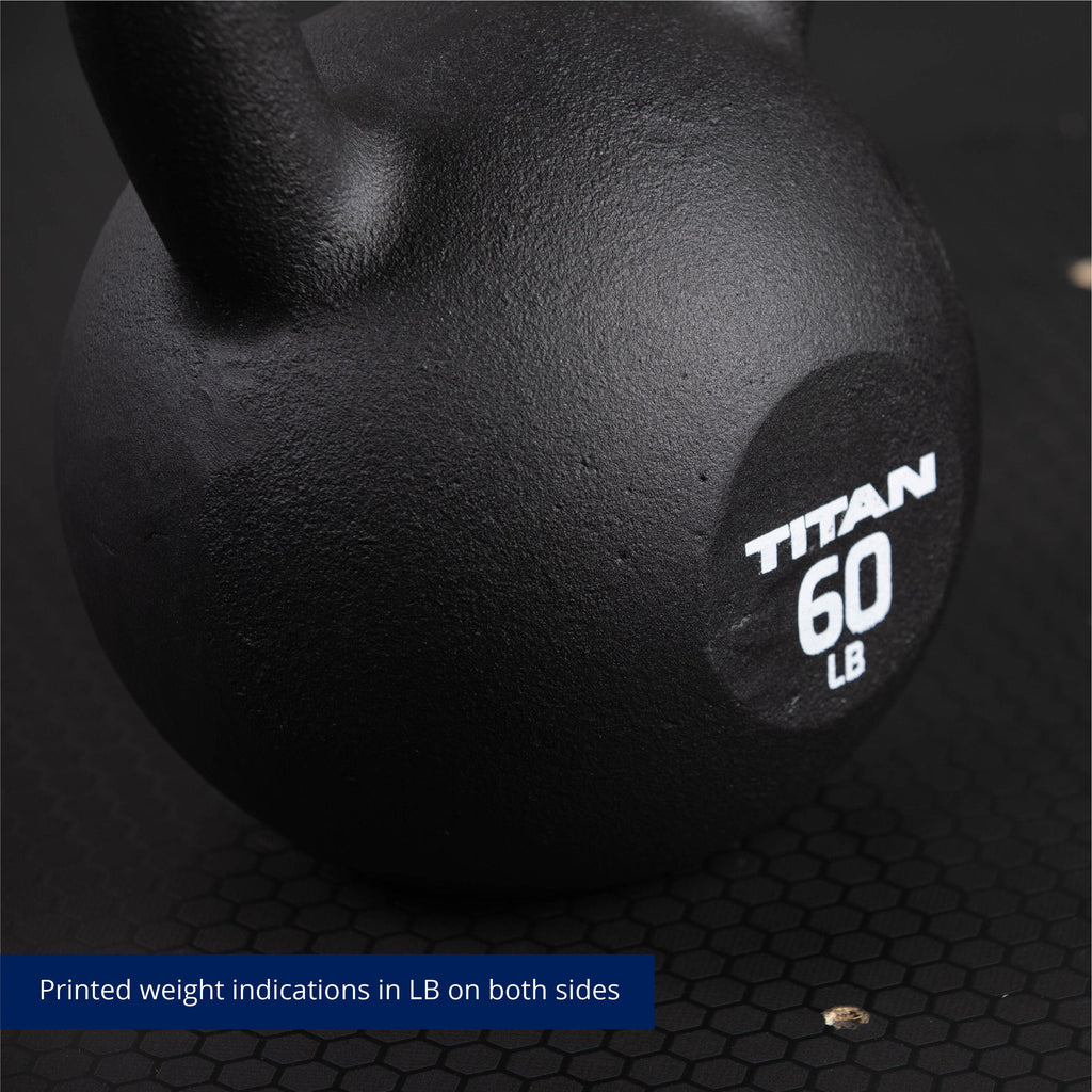 Fitness 60 LB Cast Iron Kettlebell, Single Piece Casting, LB Markings, Full Body Workout