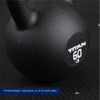 Fitness 60 LB Cast Iron Kettlebell, Single Piece Casting, LB Markings, Full Body Workout
