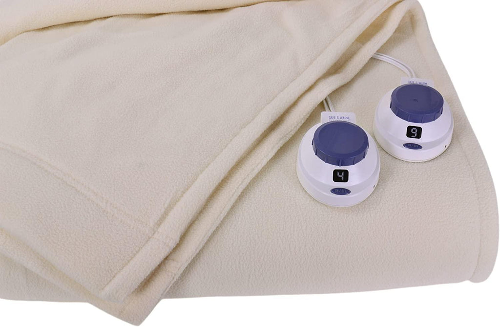 SoftHeat | Luxury Micro-Fleece Heated Electric Warming Blanket with Safe &amp; Warm Low-VoltaTechnology, Queen, Natural