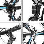 26 inch 21 Speed Folding Mountain Bike High Carbon Steel, Full Suspension MTB Bicycle for Adult, Double Disc Brake Outroad Mountain Bicycle for Men Women,Fast Delivery [ USA in Stock ] (A)