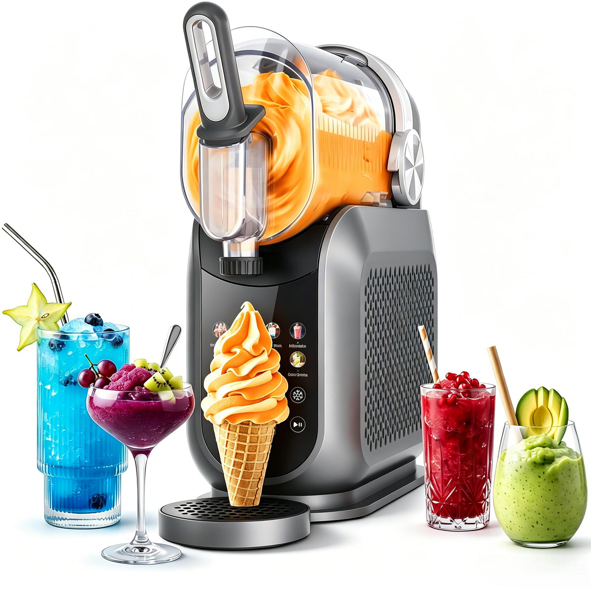 2-in-1 Slushie Machine & Soft Serve Ice Cream Maker | 2.6L/88oz Capacity, No Ice Needed, Self-Cleaning, Frozen Drink Machine for Ice Cream, Margaritas, Frappés, Milk Shake