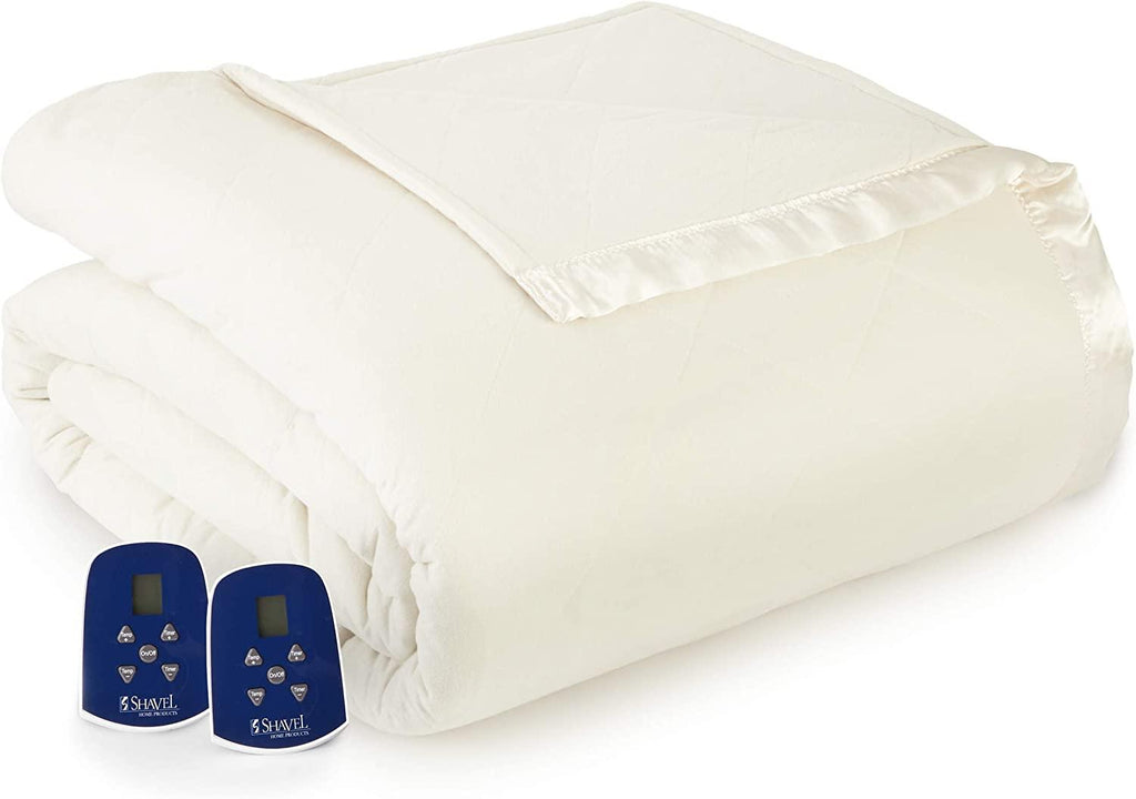 Thermee Micro Flannel King-Size Electric Heated Blanket  Machine Wash &amp; Dry  Timer &amp; Safety Shutoff  108Lx90W  Sand