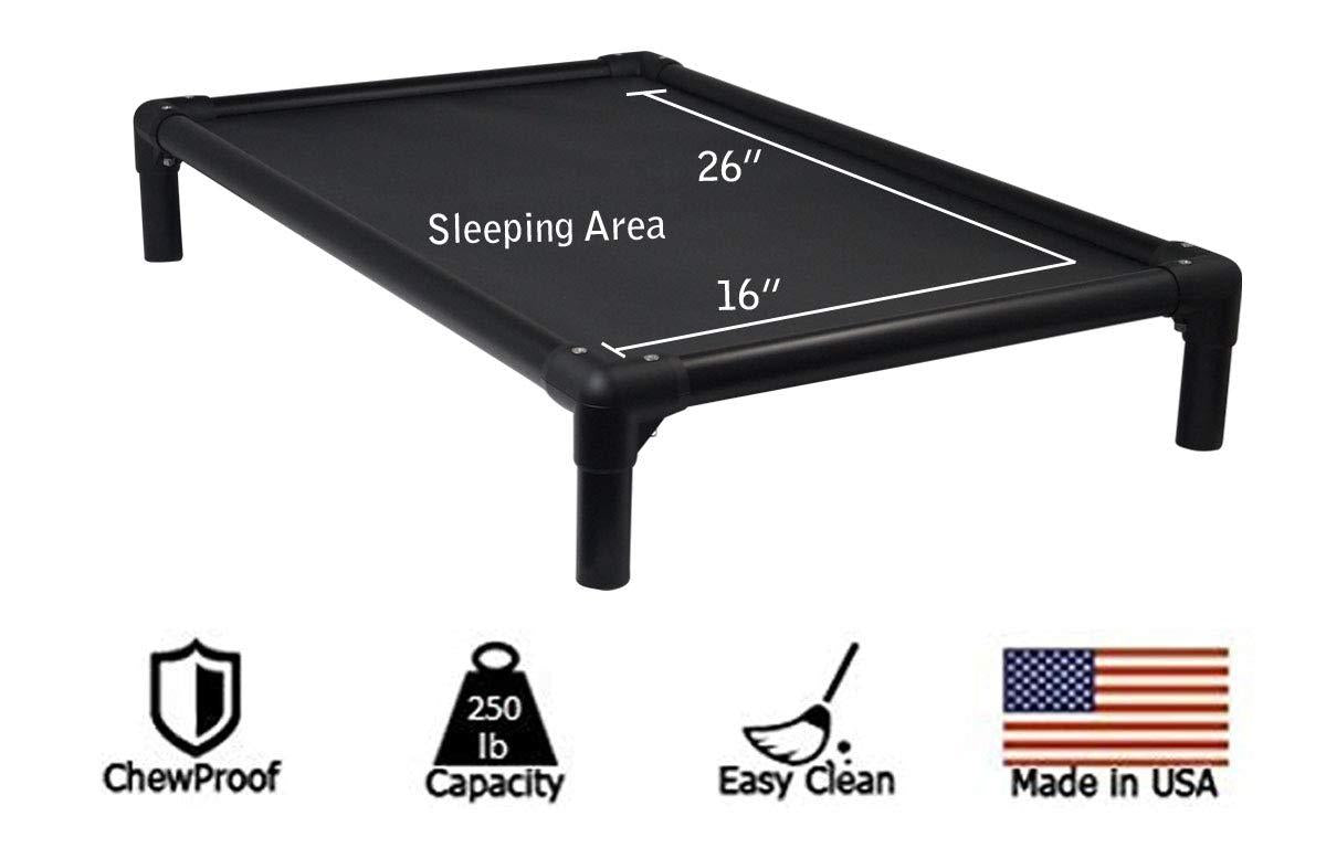 Kuranda Dog Bed - Chewproof - All Anodized Aluminum (Midnight Black) - Indoor/Outdoor- Elevated - Easy to Clean - Water Proof Fabric Coating - Ballistic Nylon Fabric