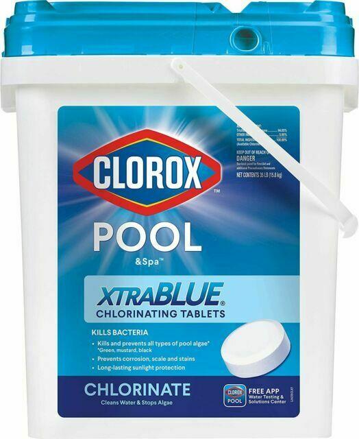 clorox xtra blue chlorine tablets 35 lb bucket xtrablue 3" tabs