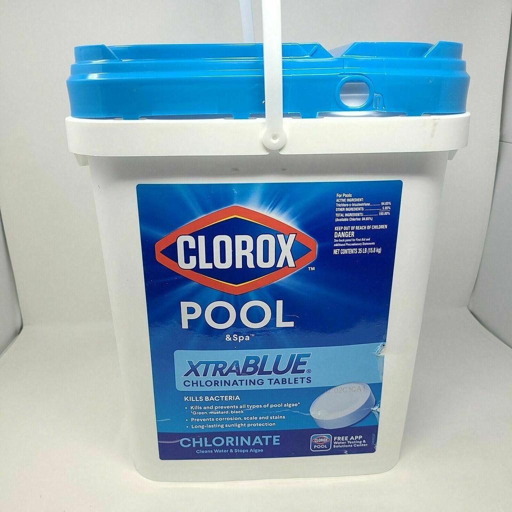 clorox xtra blue chlorine tablets 35 lb bucket xtrablue 3" tabs