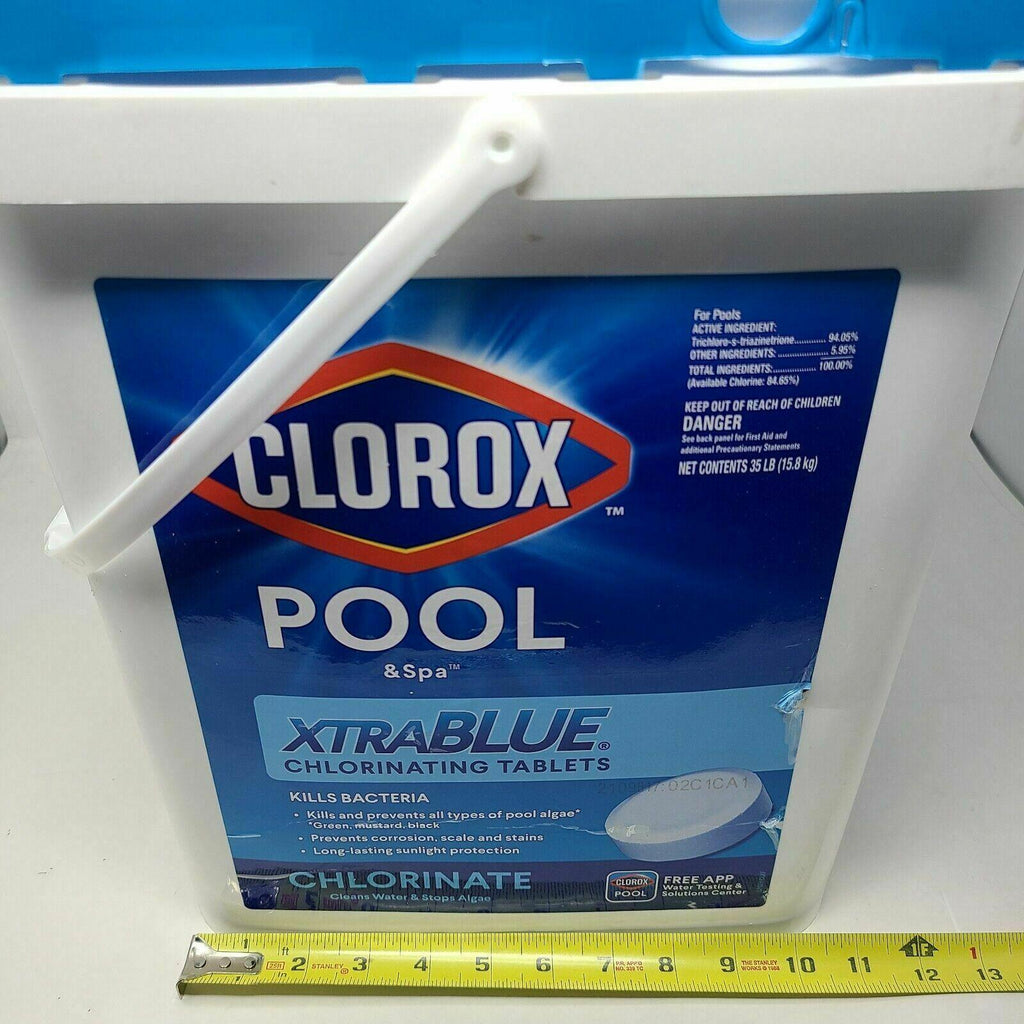 clorox xtra blue chlorine tablets 35 lb bucket xtrablue 3" tabs