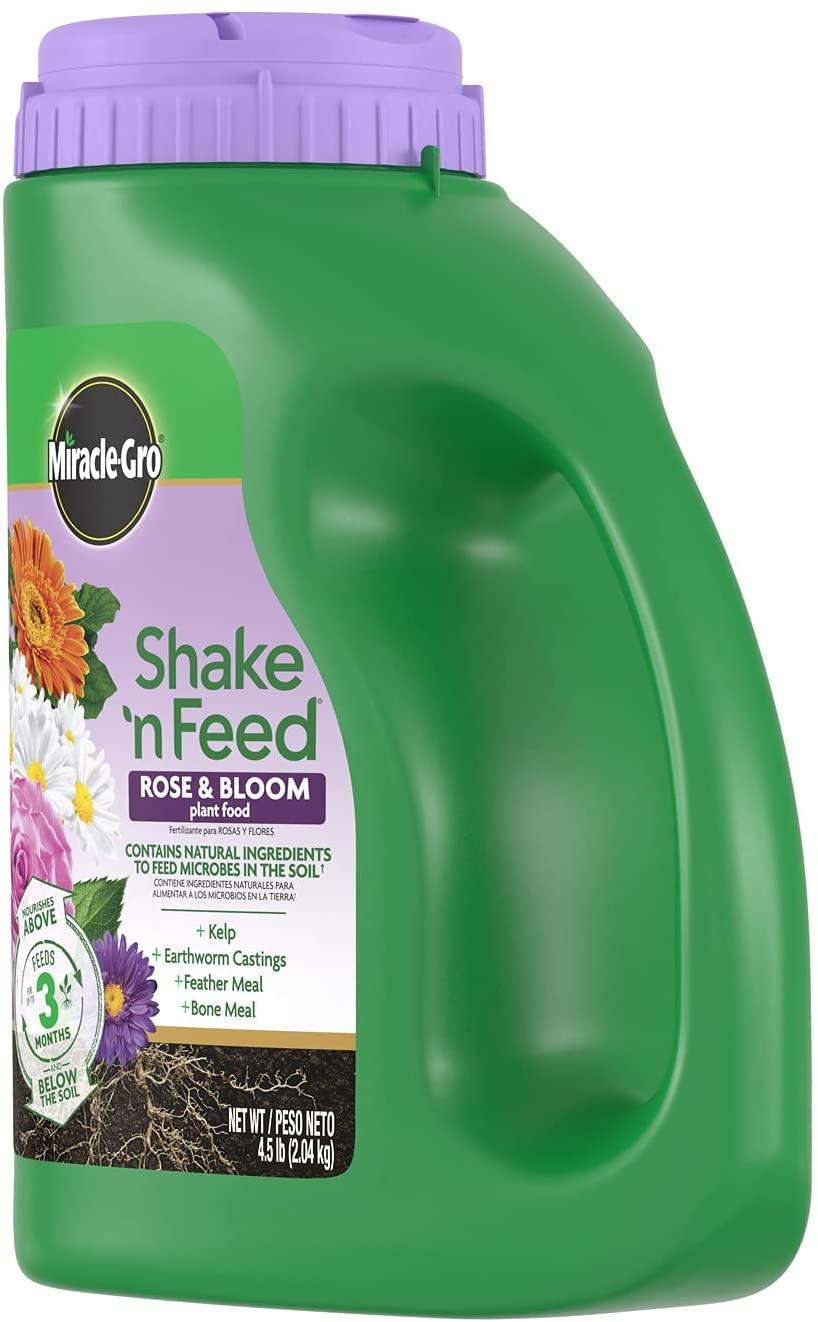 miracle-gro shake 'n feed rose &amp; bloom plant food, plant fertilizer, 4.5 lbs. (6-pack)